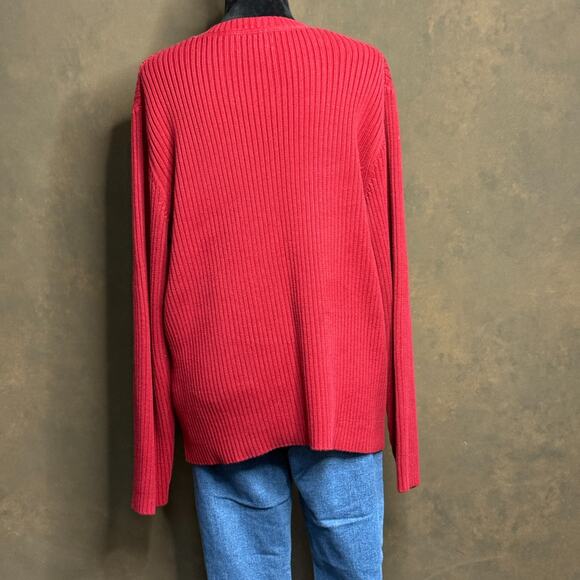 Eddie Bauer Men Sweater Size Large Maroon Pullover Pima Cotton Outdoors winter - Picture 4 of 8